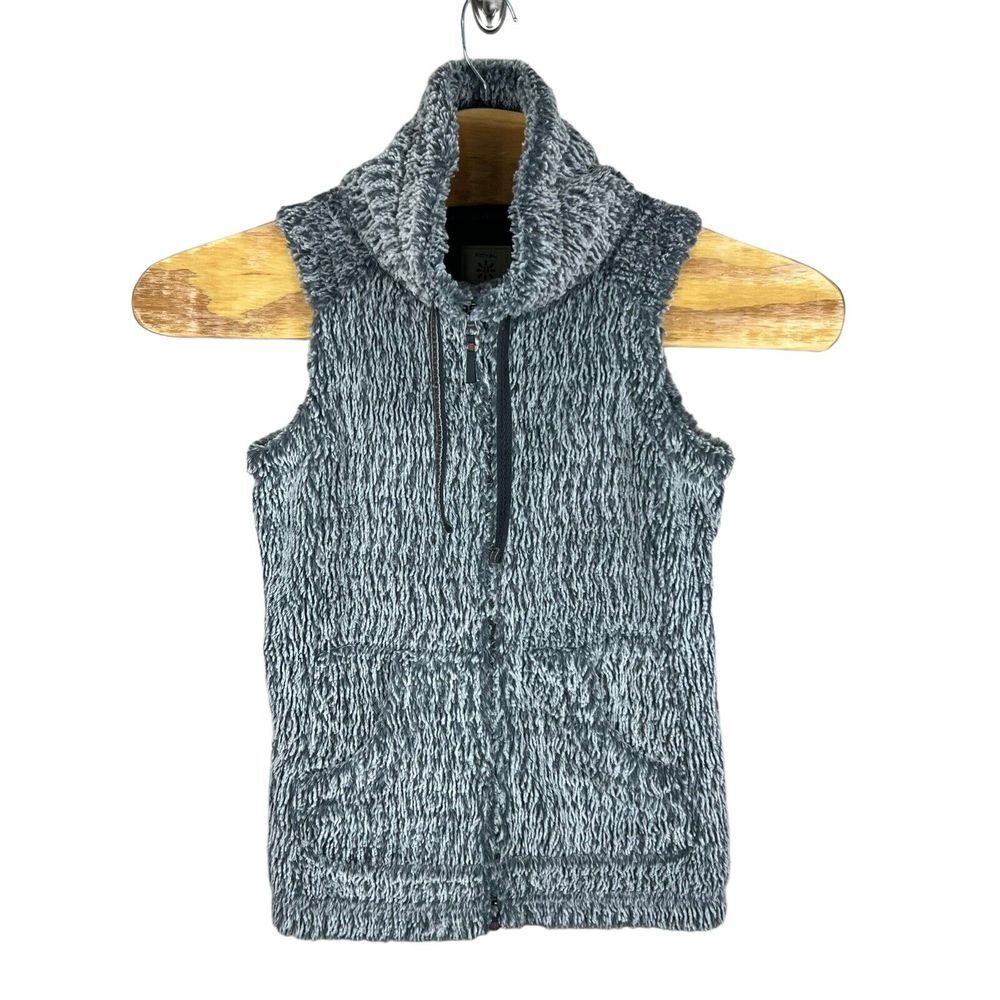 Royal Robbins Womens Gray Faux Fur Full Zip Sleeveless Vest Small